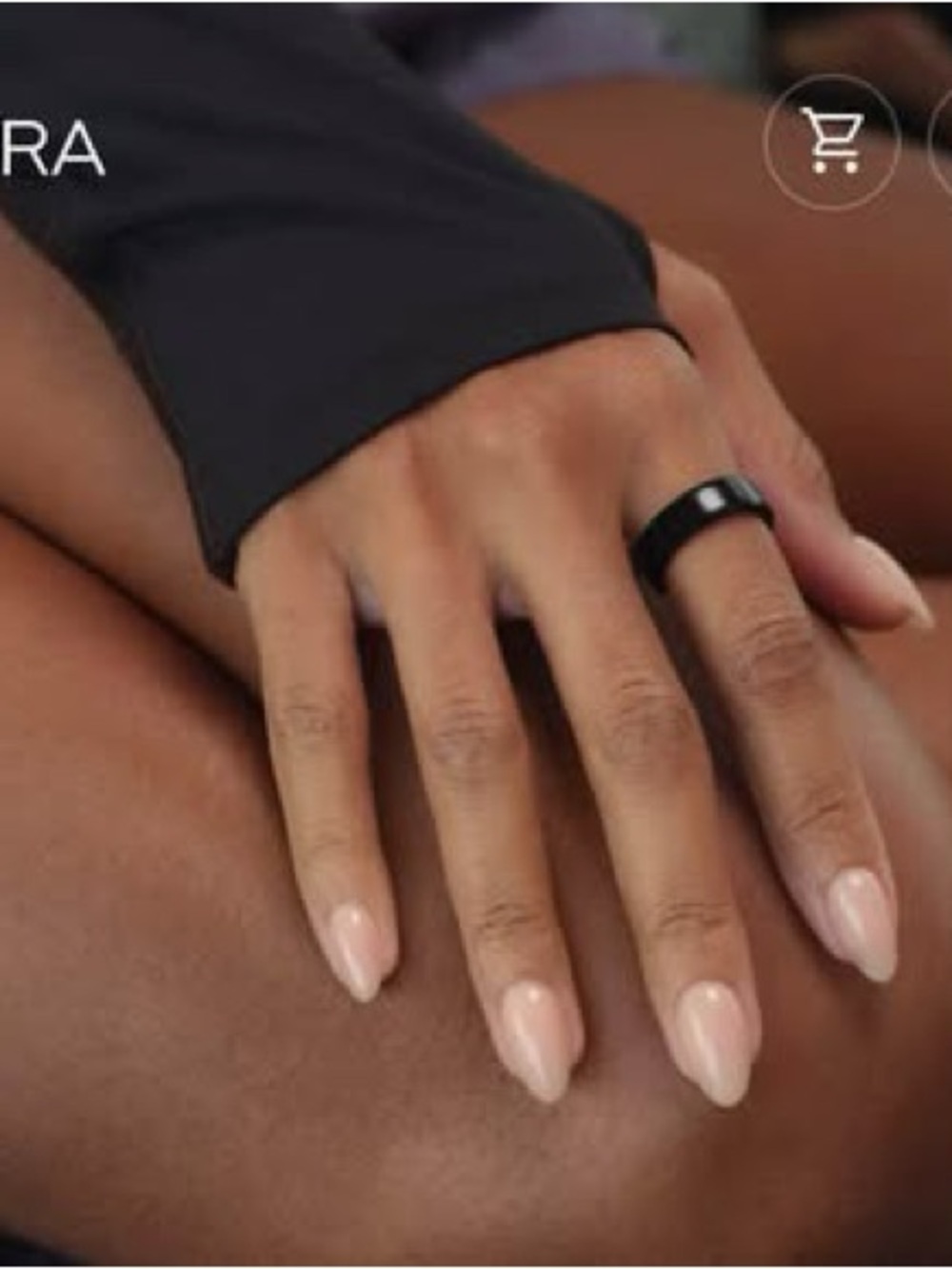 Oura Ring 5 Black High-Gloss Ceramic Band Ring Size 8